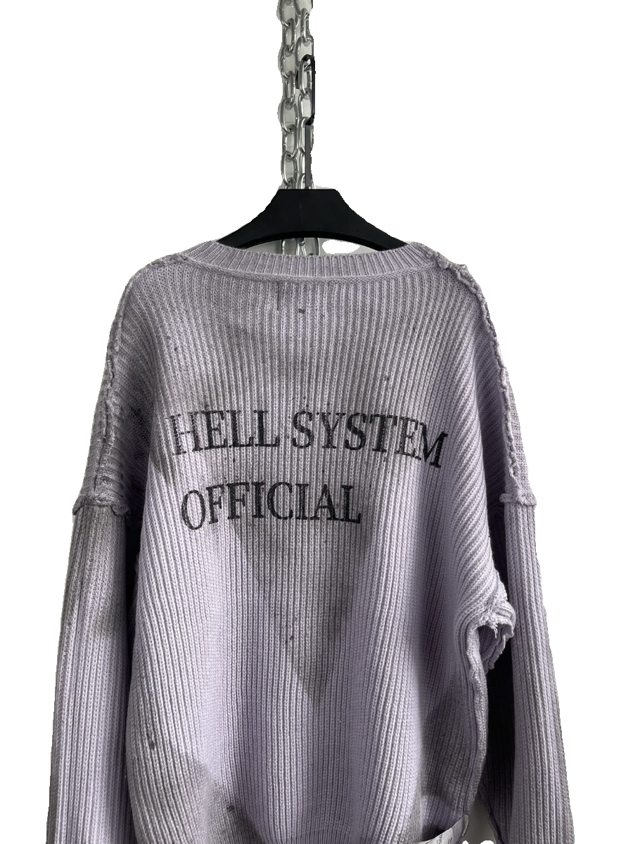 Distressed Print Reverse Knit