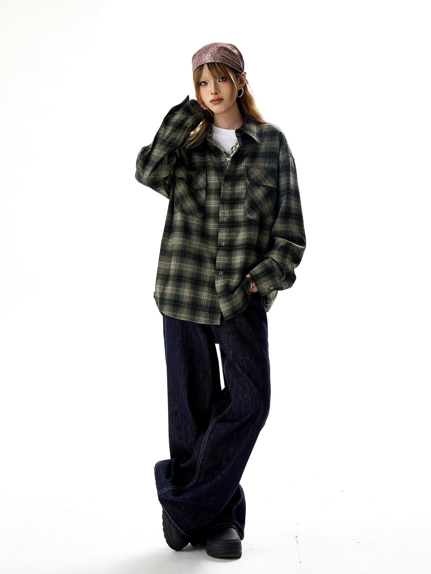 Lazy Style Plaid Gradient Shirt