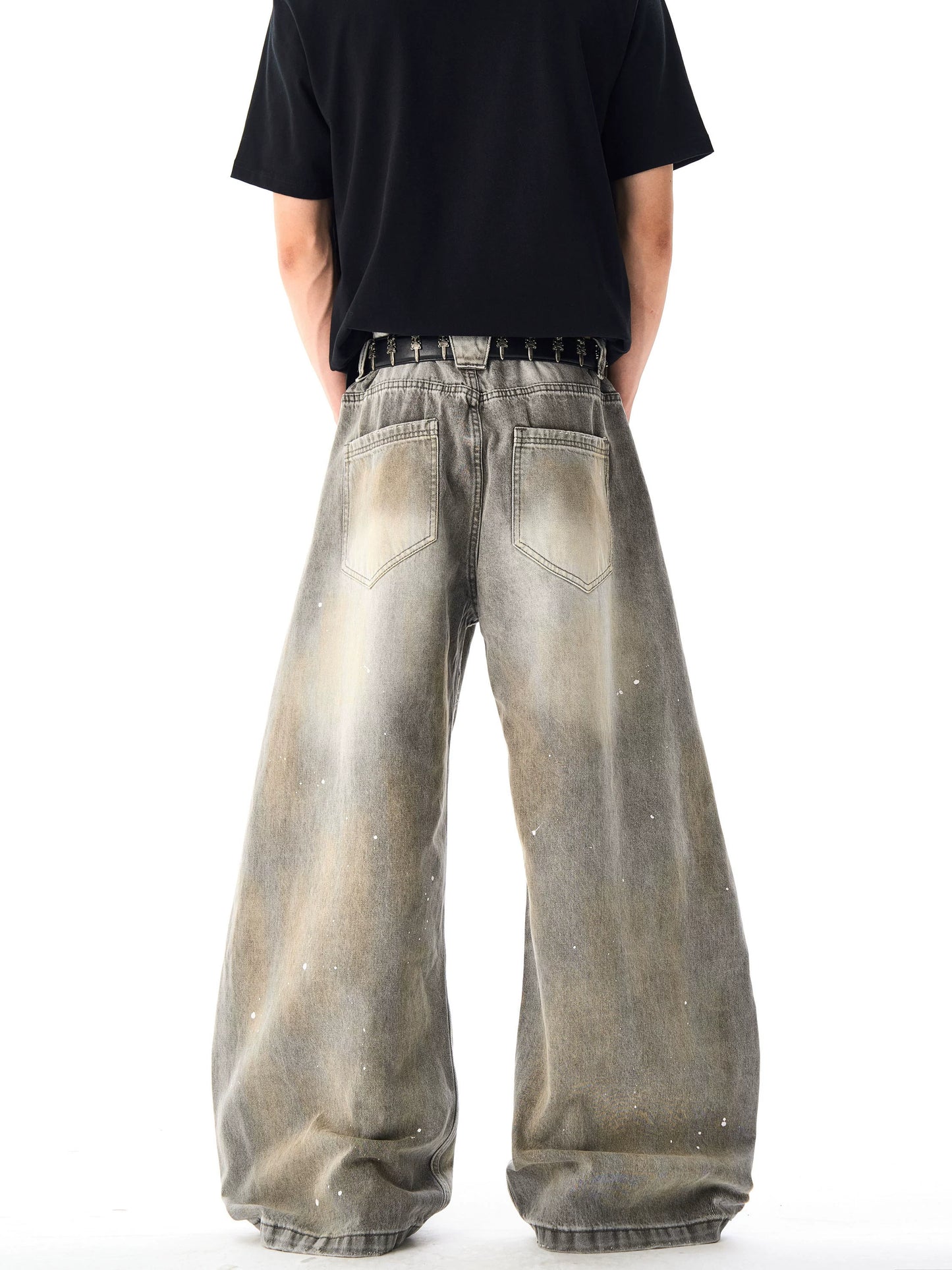Retro Ink-splashed Denim Pants