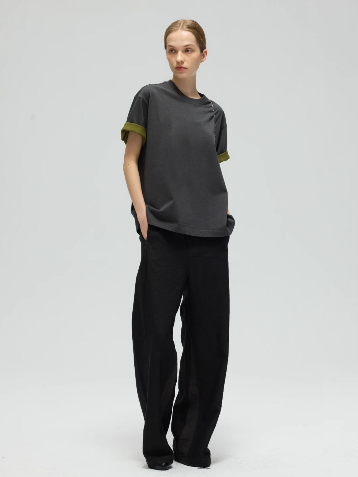 Dual Tone Panel Fitted Short Sleeve Tee