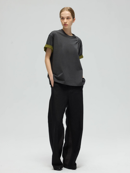 Dual Tone Panel Fitted Short Sleeve Tee