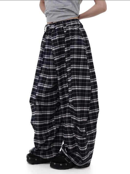 Elastic Waist Plaid Machete Pants