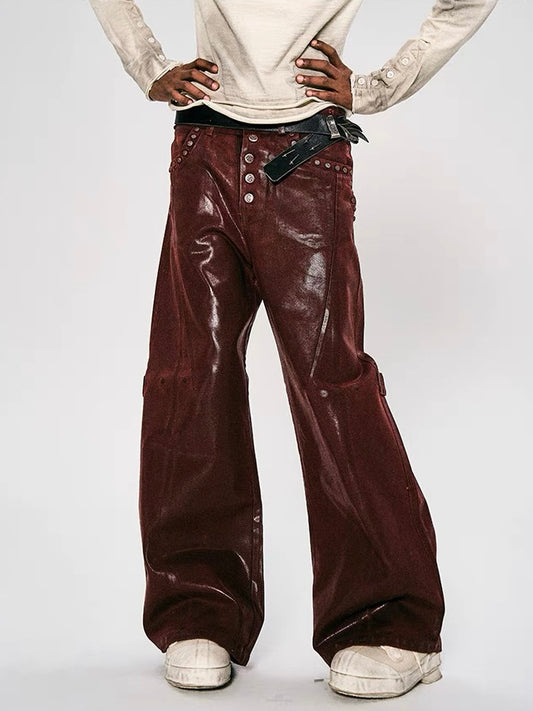 Vintage Heavyweight Liquid Glossy Flare Pants