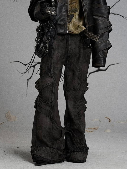 Altered Denim Aged Coated Trousers