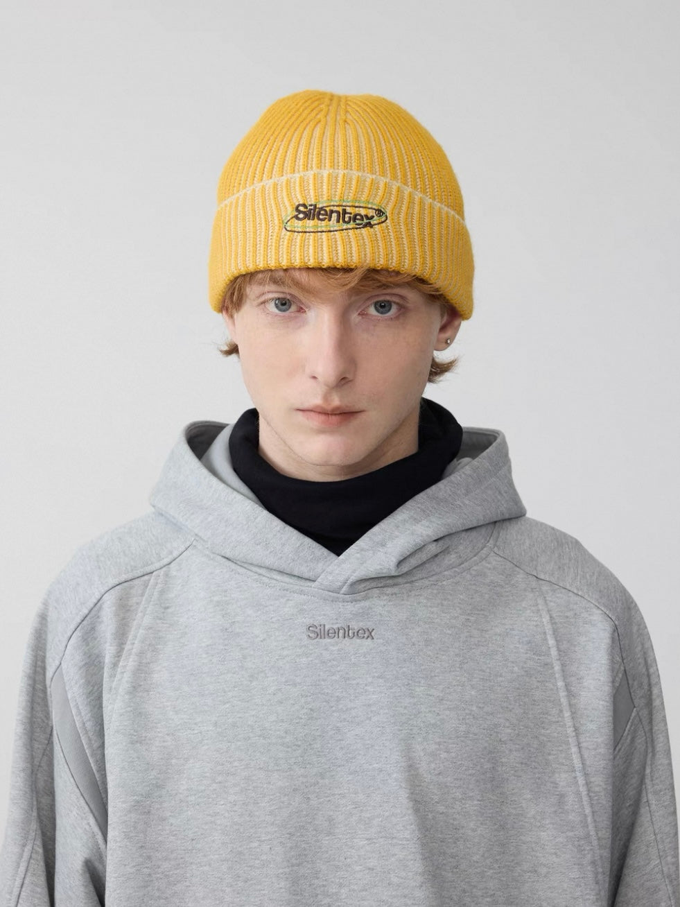 Wool Rib Knit Hooded Beanie
