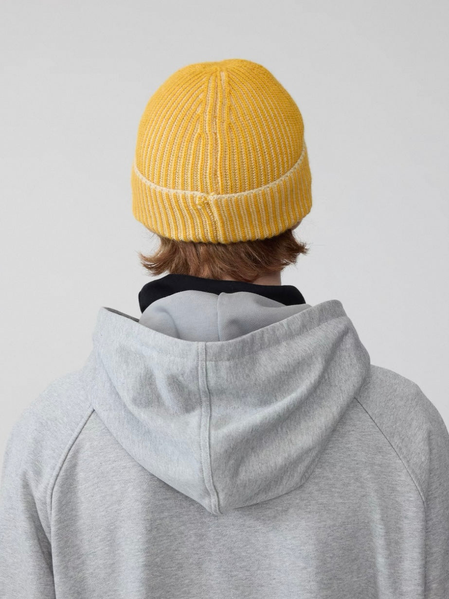 Wool Rib Knit Hooded Beanie