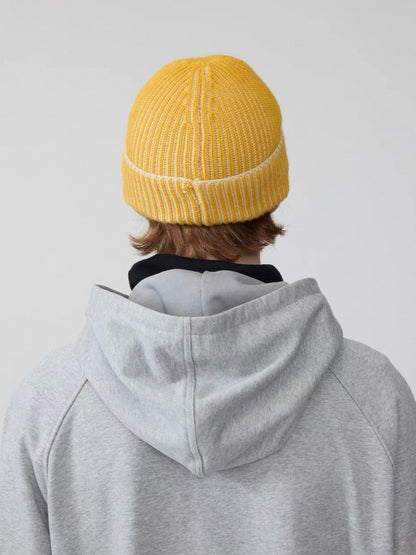 Wool Rib Knit Hooded Beanie