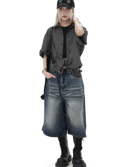 Mid-Length Denim Pants