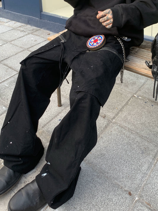 Multi-Pocket Flutter Tape Ink Work Pants