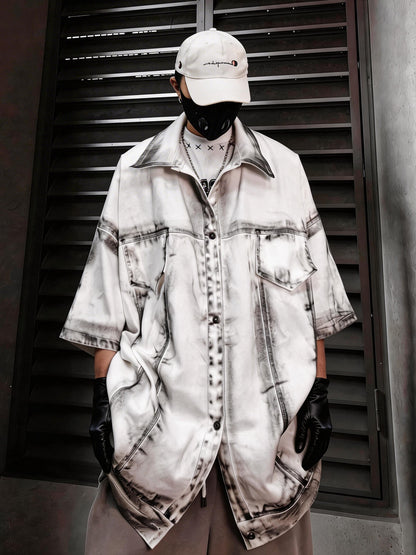 Vintage Washed Denim Short Sleeve Shirt