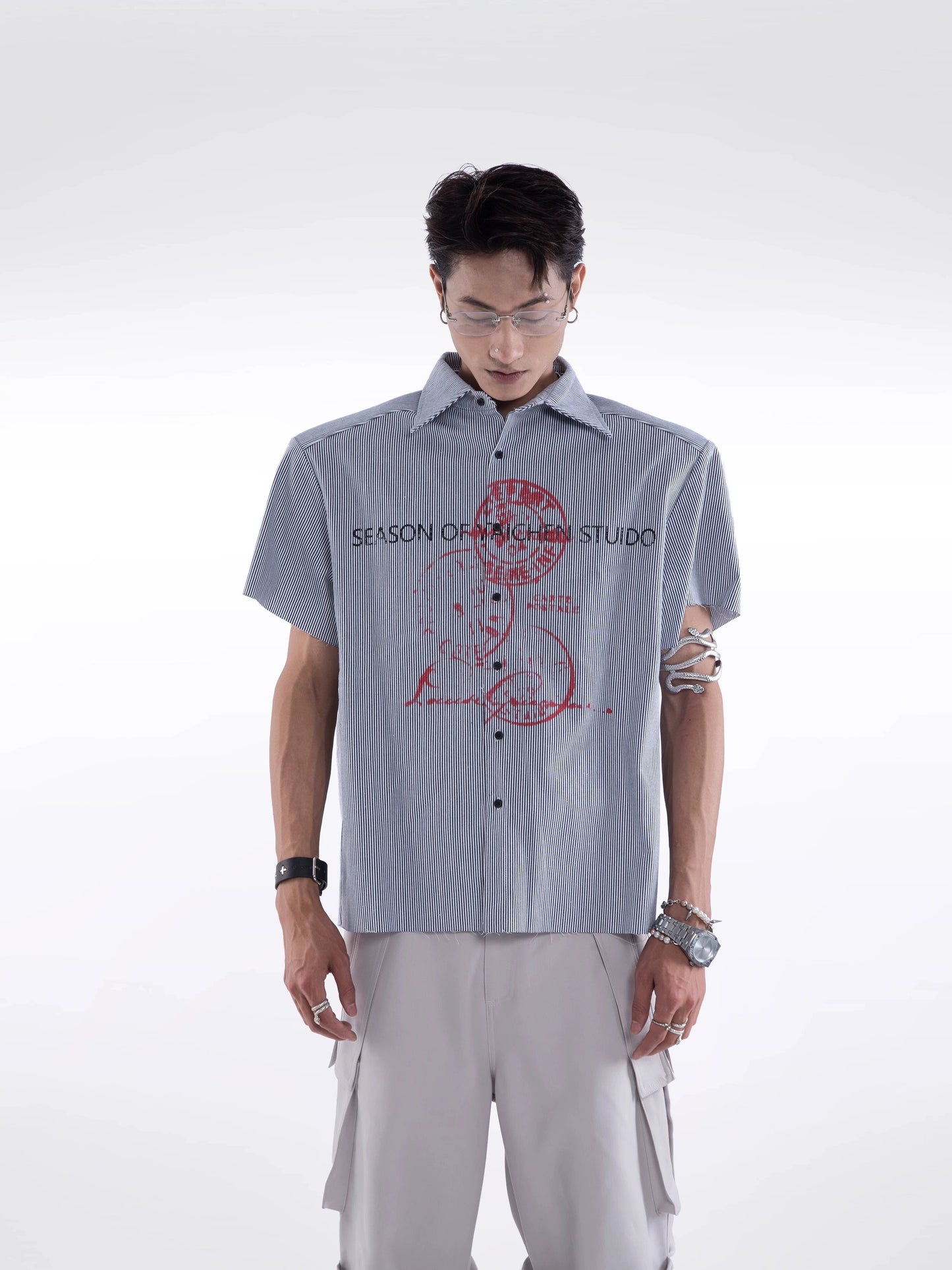 Loose Striped Short Sleeve Shirt