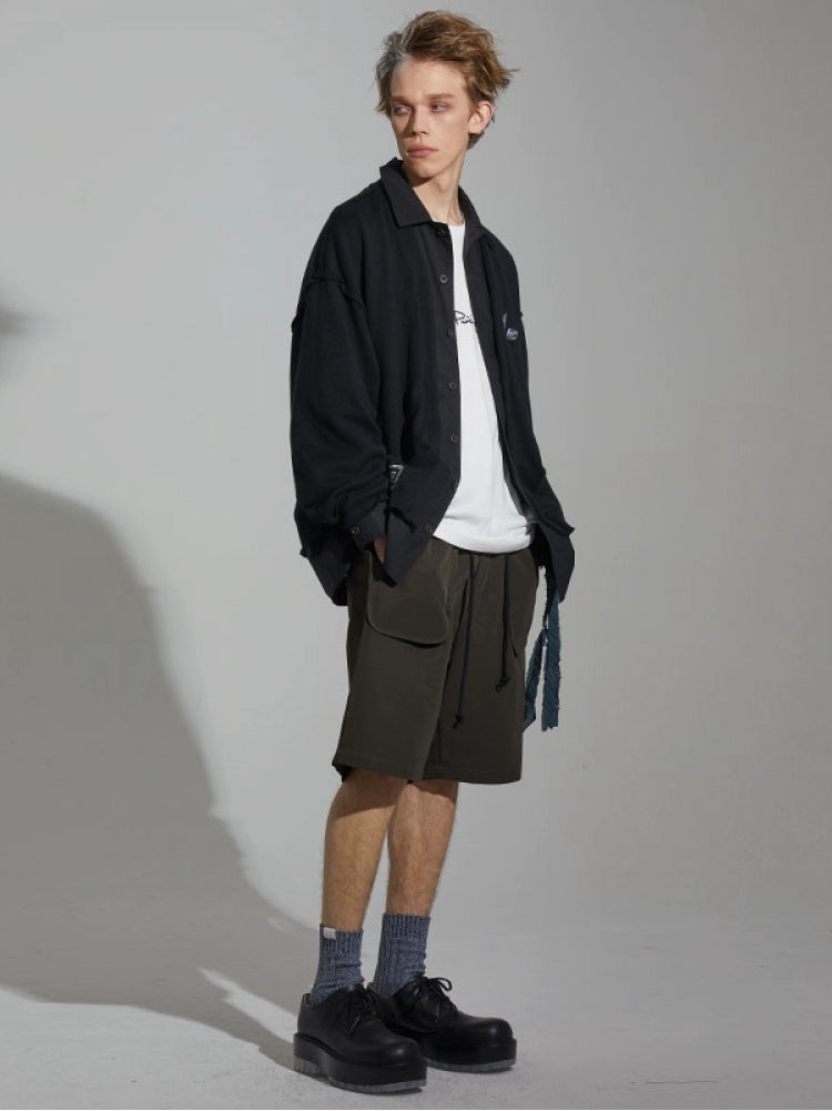 Frayed Hem Contrast Panel Shirt