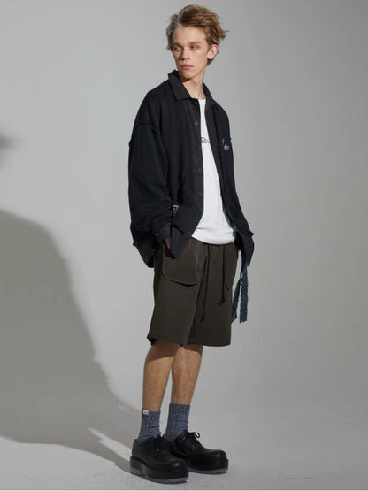 Frayed Hem Contrast Panel Shirt