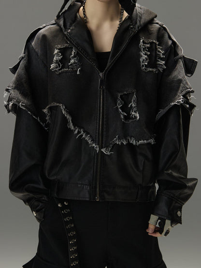 Washed Panel Cropped Jacket