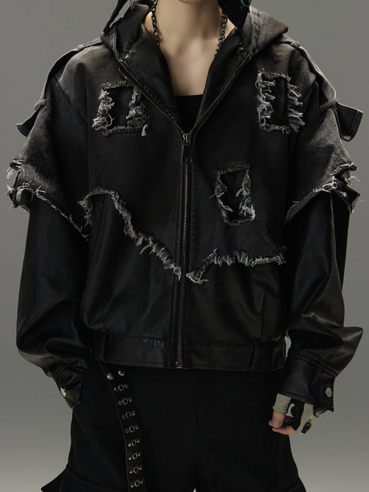 Washed Panel Cropped Jacket