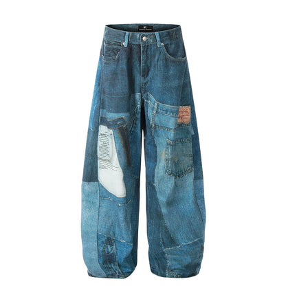 Vintage Patches Machete Denim Pants