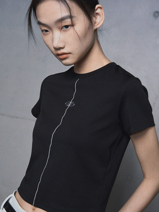 Percent Logo Gel Print Crewneck Cotton Tee