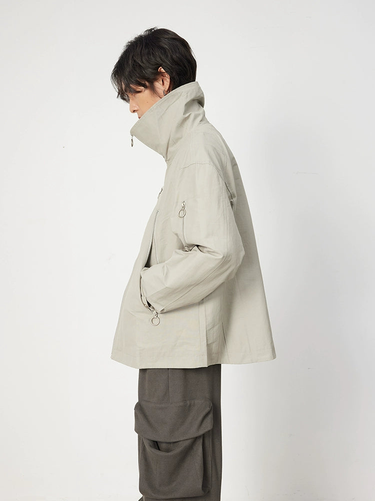 High Neck Multi-Zip Windbreaker Jacket