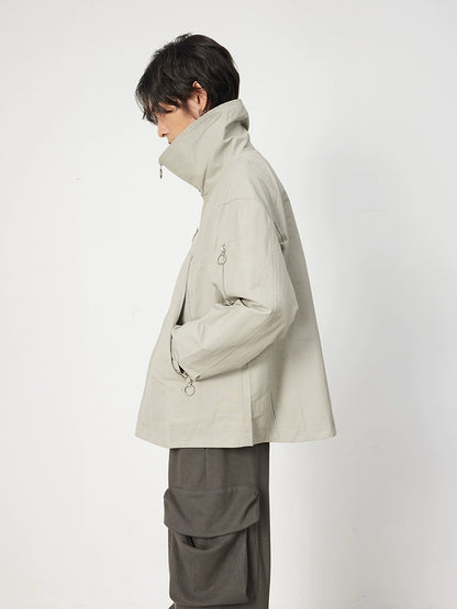 High Neck Multi-Zip Windbreaker Jacket