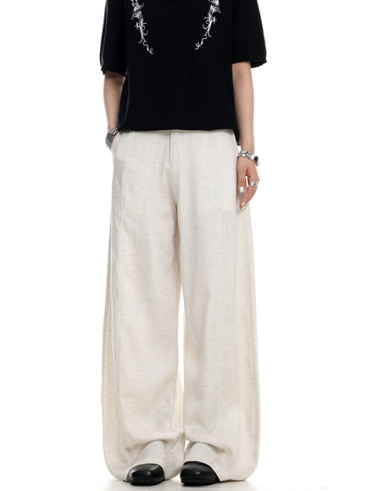 Linen-Look Wide-Leg Trousers