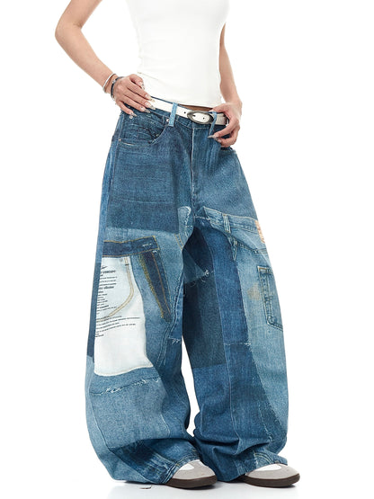 Vintage Patches Machete Denim Pants