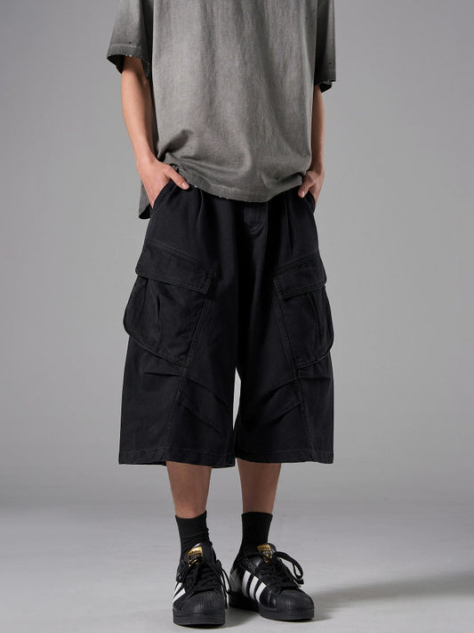 Wide-leg Work Pocket Shorts