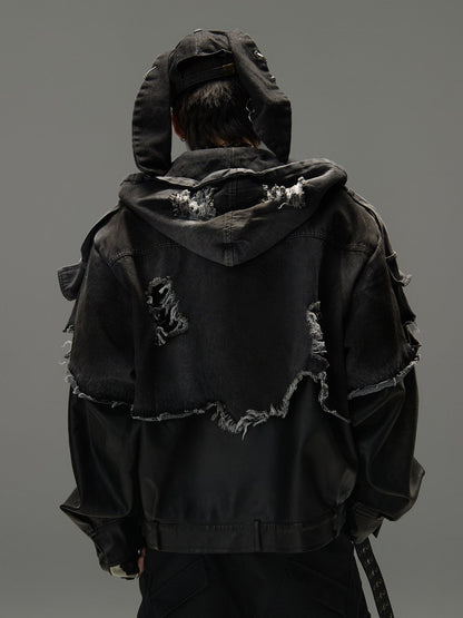 Washed Panel Cropped Jacket