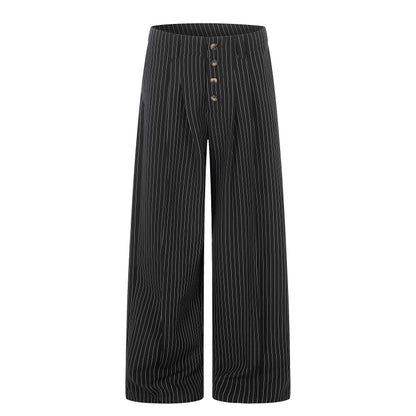 Double Pleated Wide Leg Stripe Pants