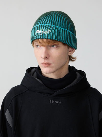 Wool Rib Knit Hooded Beanie