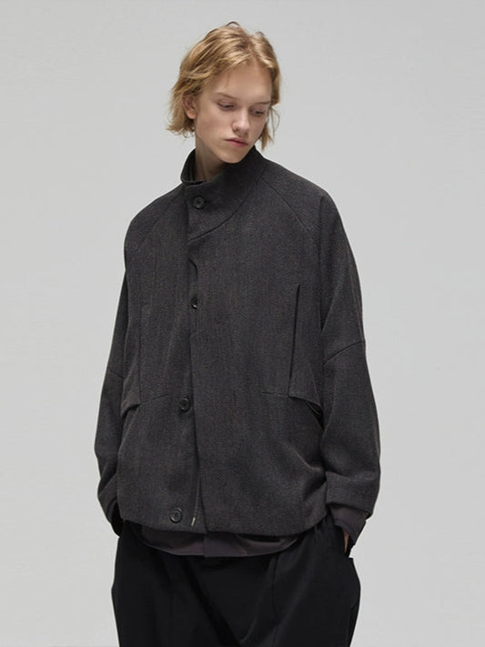Oversized Brushed Texture Stand Jacket