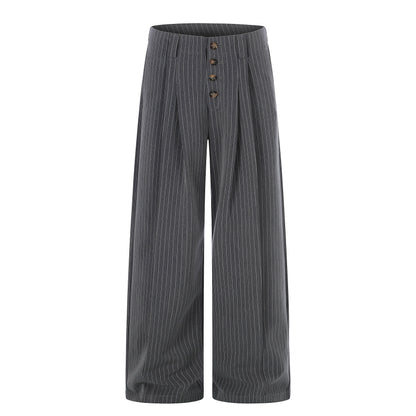 Double Pleated Wide Leg Stripe Pants