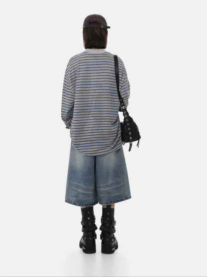 Vintage Distressed Striped Long Sleeve Tee