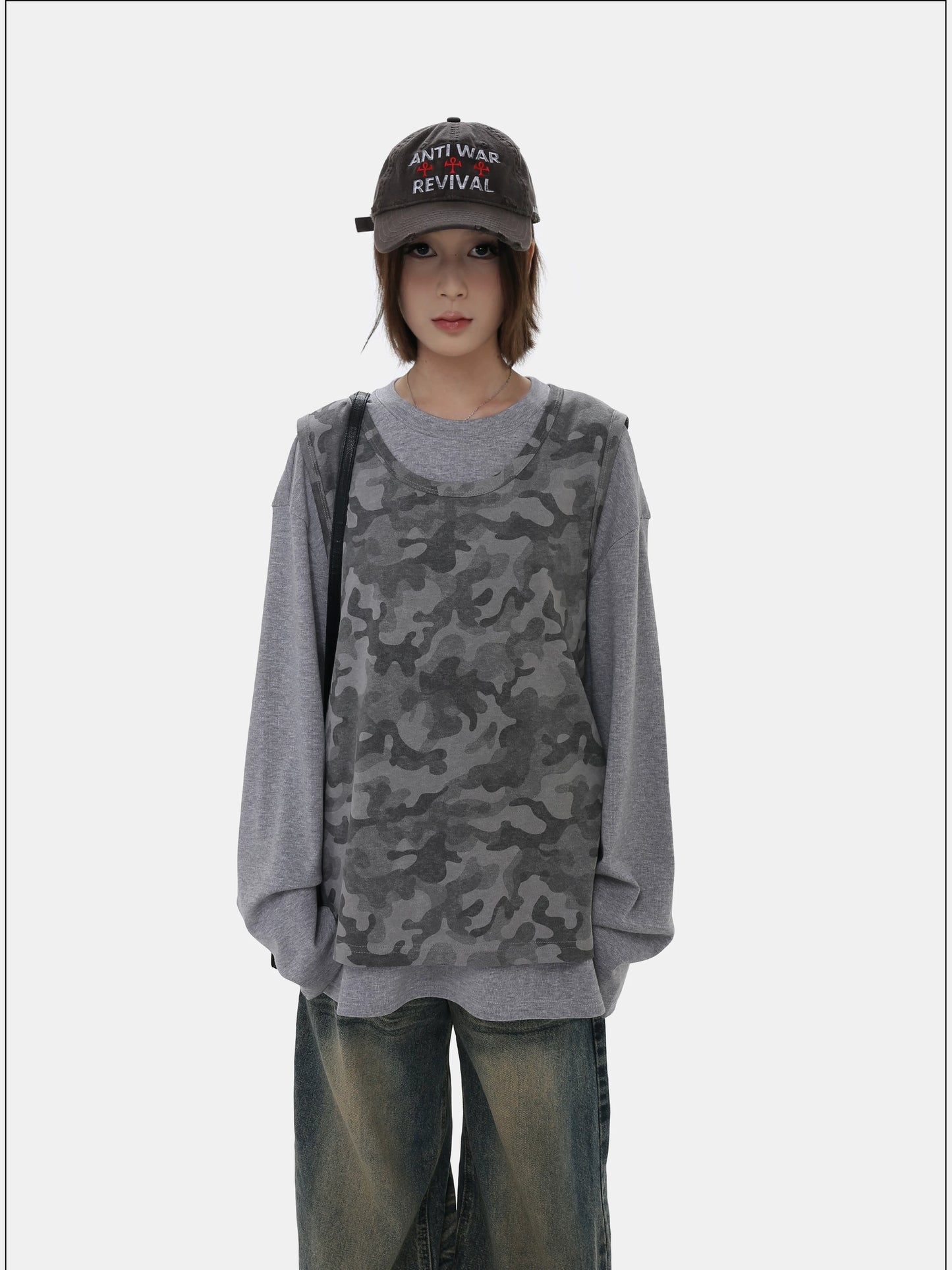 Layered 2 Piece Set Camo & Long Sleeve Tee