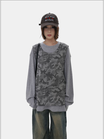 Layered 2 Piece Set Camo & Long Sleeve Tee
