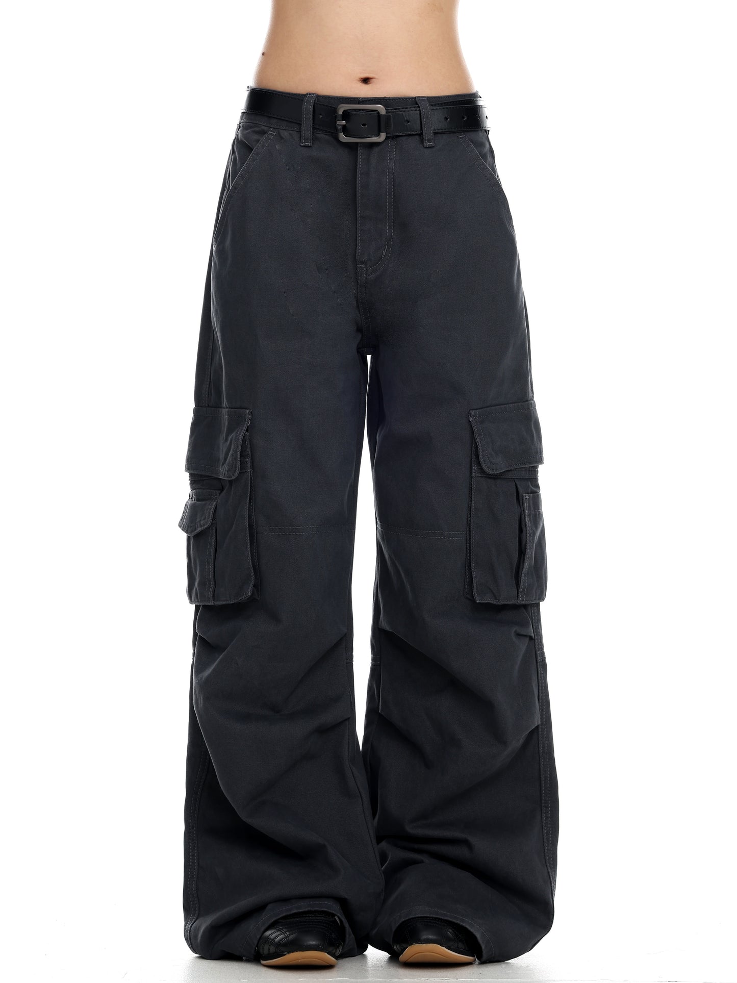 Wide-Leg Cargo Trousers
