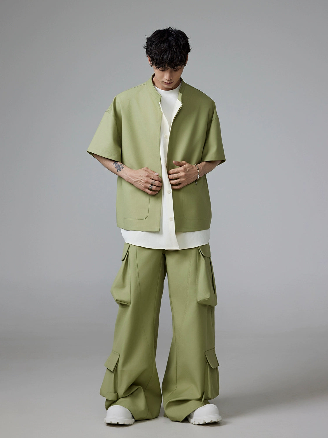 Solid Color Big Short Sleeve Shirt