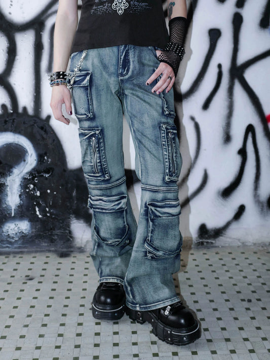 Punk Heavy Industry Denim Cargo Pants