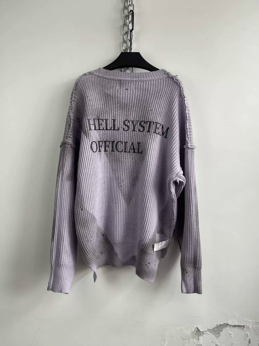 Distressed Print Reverse Knit