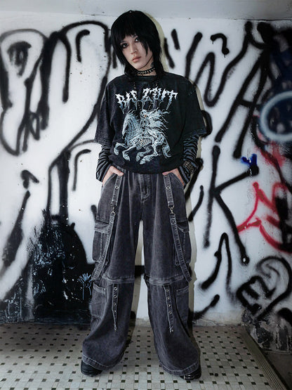 Strap Washed Jeans