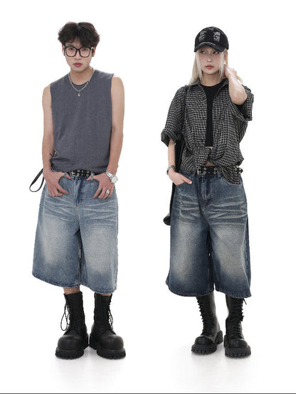 Mid-Length Denim Pants