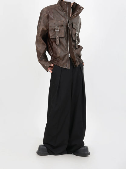 Biker Leather Belt Jacket