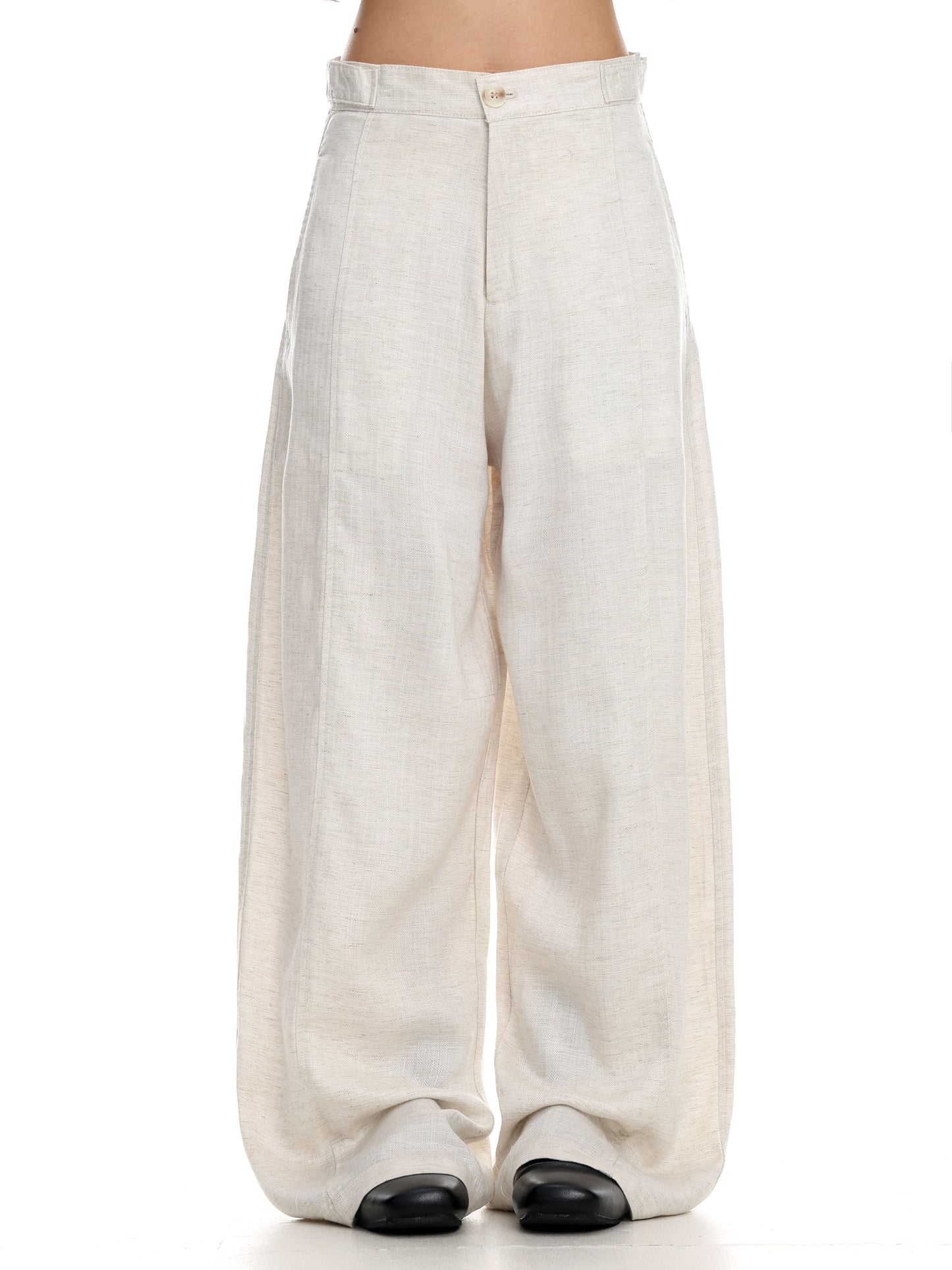 Linen-Look Wide-Leg Trousers