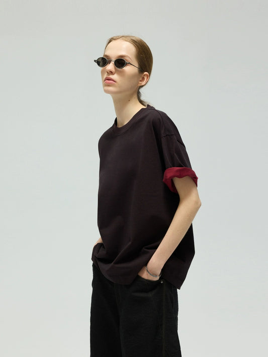 Dual Tone Panel Fitted Short Sleeve Tee