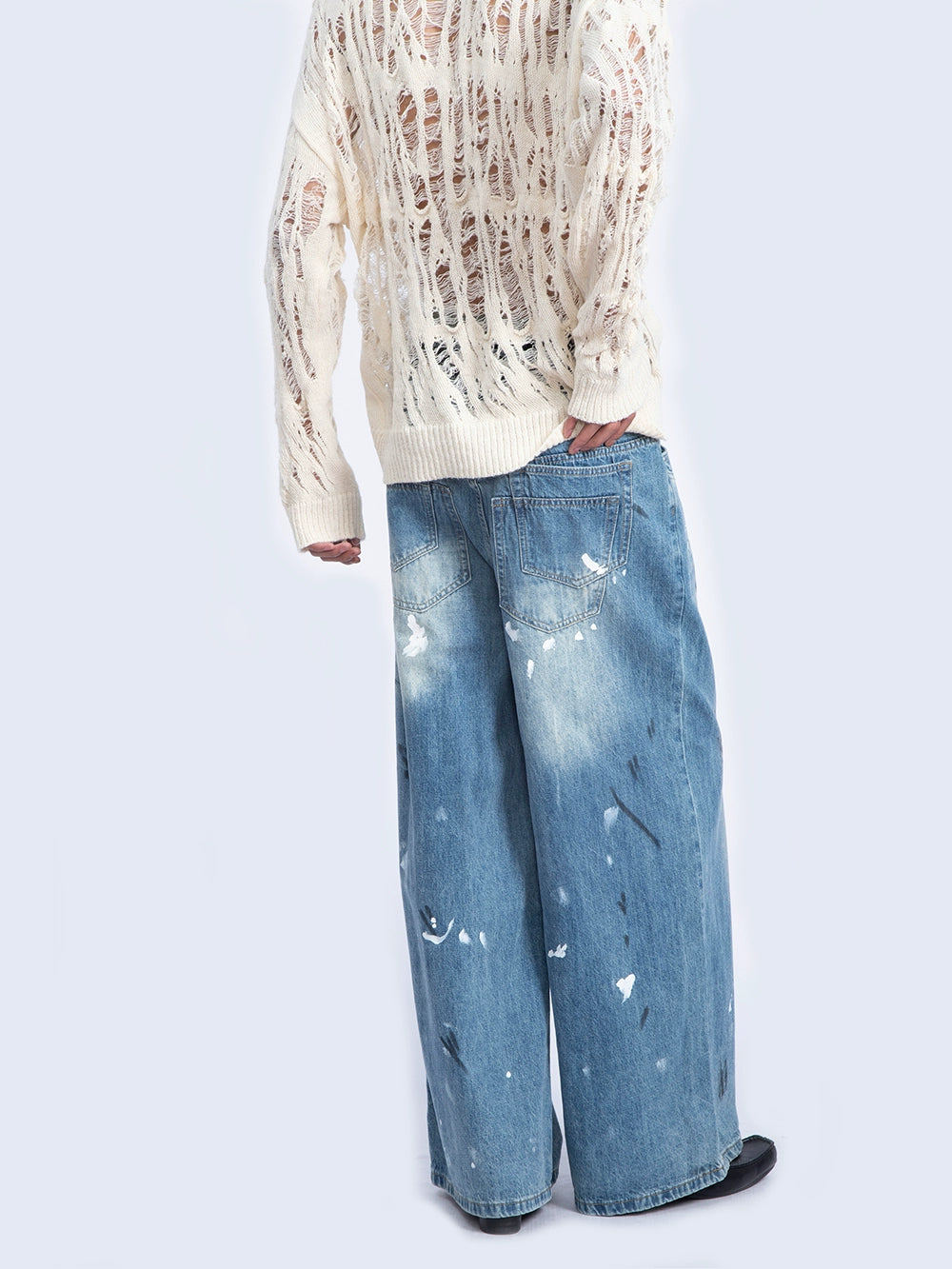 Ink-splashed Old Denim Pants