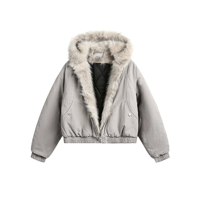 Fur Zipper Hooded Jacket