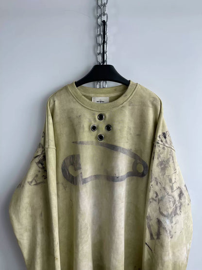 Washed Tie-dye Air Button Sweatshirt