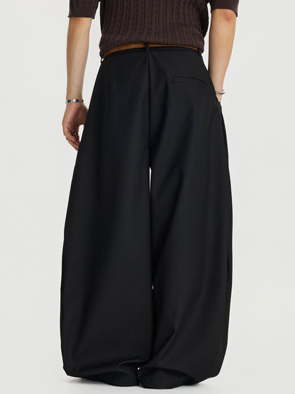 Draped Clean Fit Wide-Leg Pants