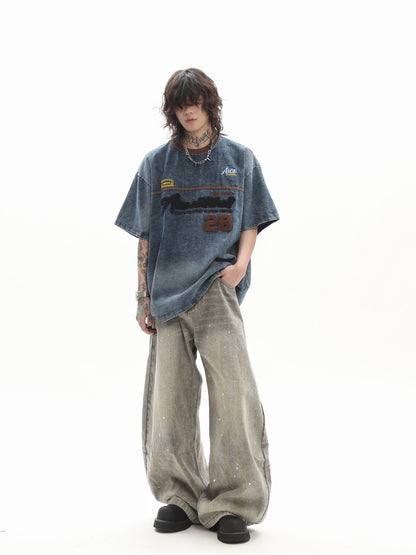 Embroidered Denim Tee
