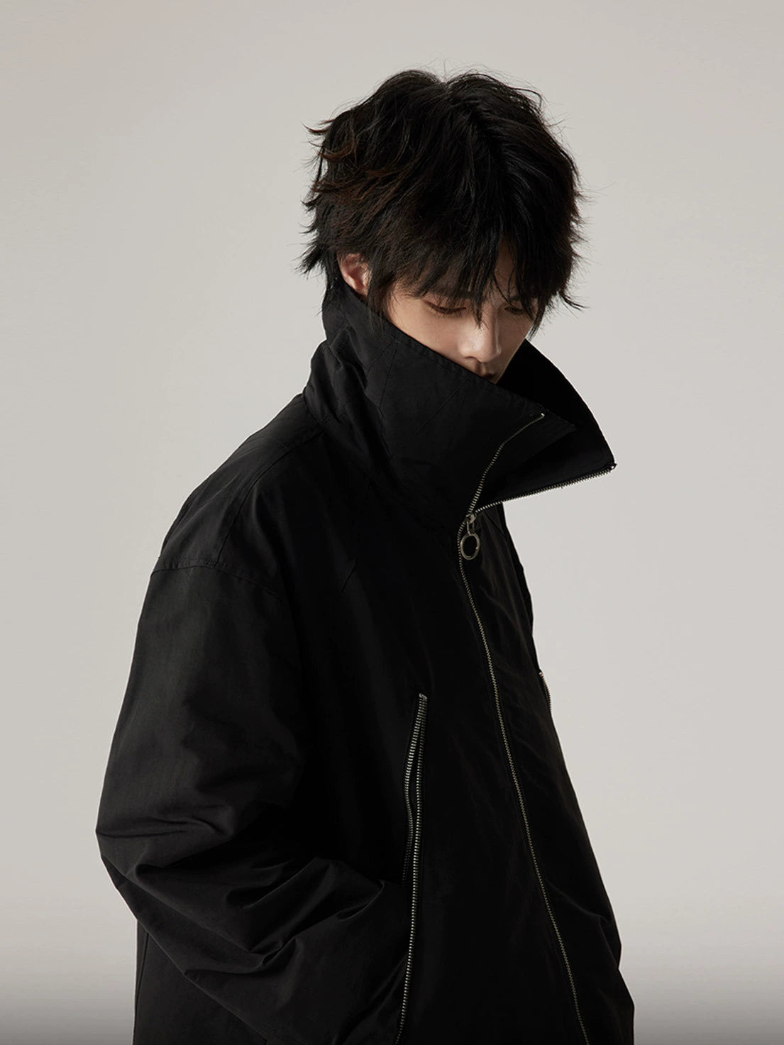 High Neck Multi-Zip Windbreaker Jacket