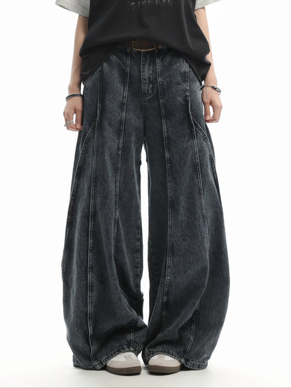 Patchwork Curved-Leg Jeans